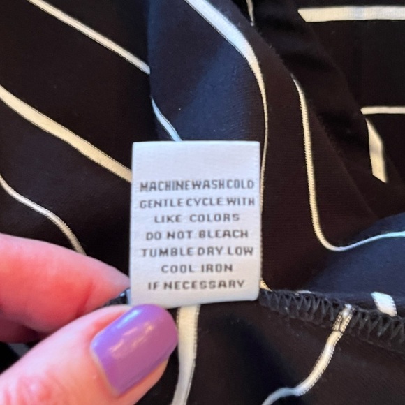 HABITAT Soho Stripe Swing Dress Shift Black White Womens Size Large Asymmetrical - Picture 8 of 9